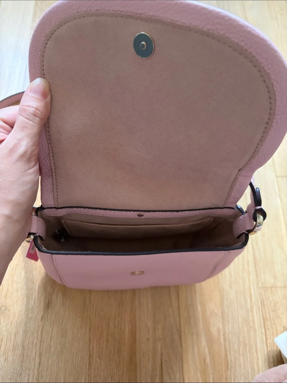 Kate Spade Light Pink Pebbled Leather Saddle Crossbody